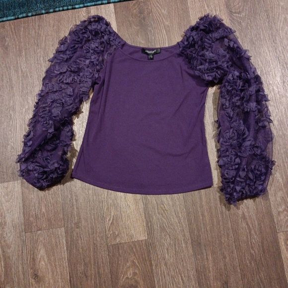 Marc New York Purple Ruffled Sleeve Top size S new - Picture 1 of 5